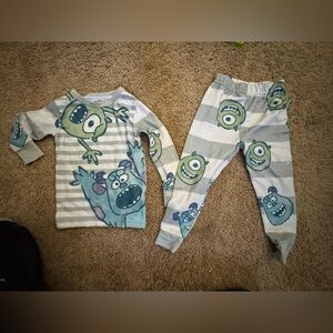 Disney Monsters Inc. Blue and Green Kids Pajama Set